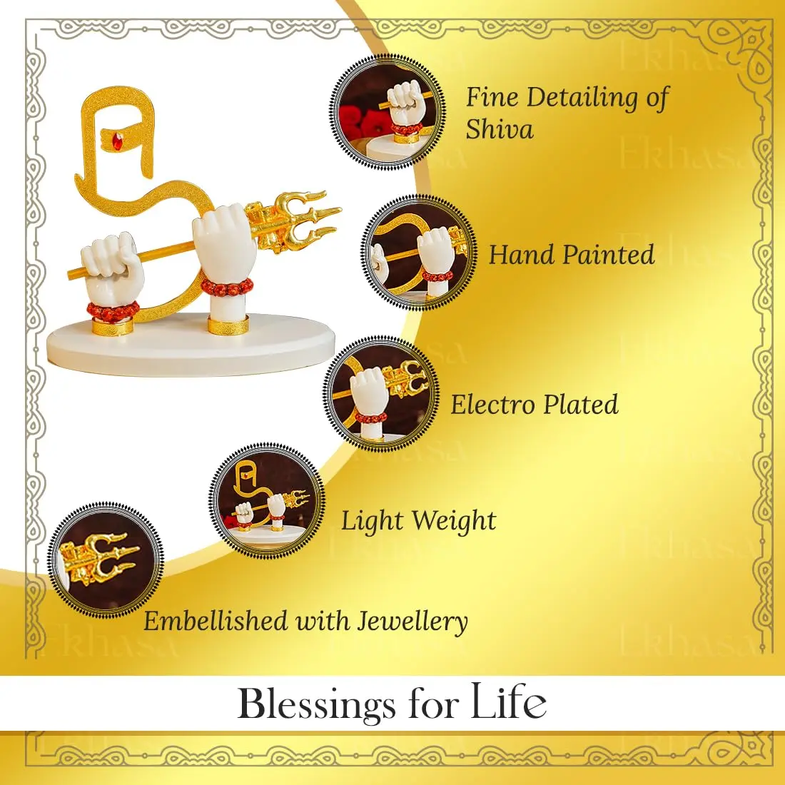 Ekhasa Resin Lord Shiva Hands with Trishul | Shiva Divine Hand Idol for Home & Car Decor - view 2