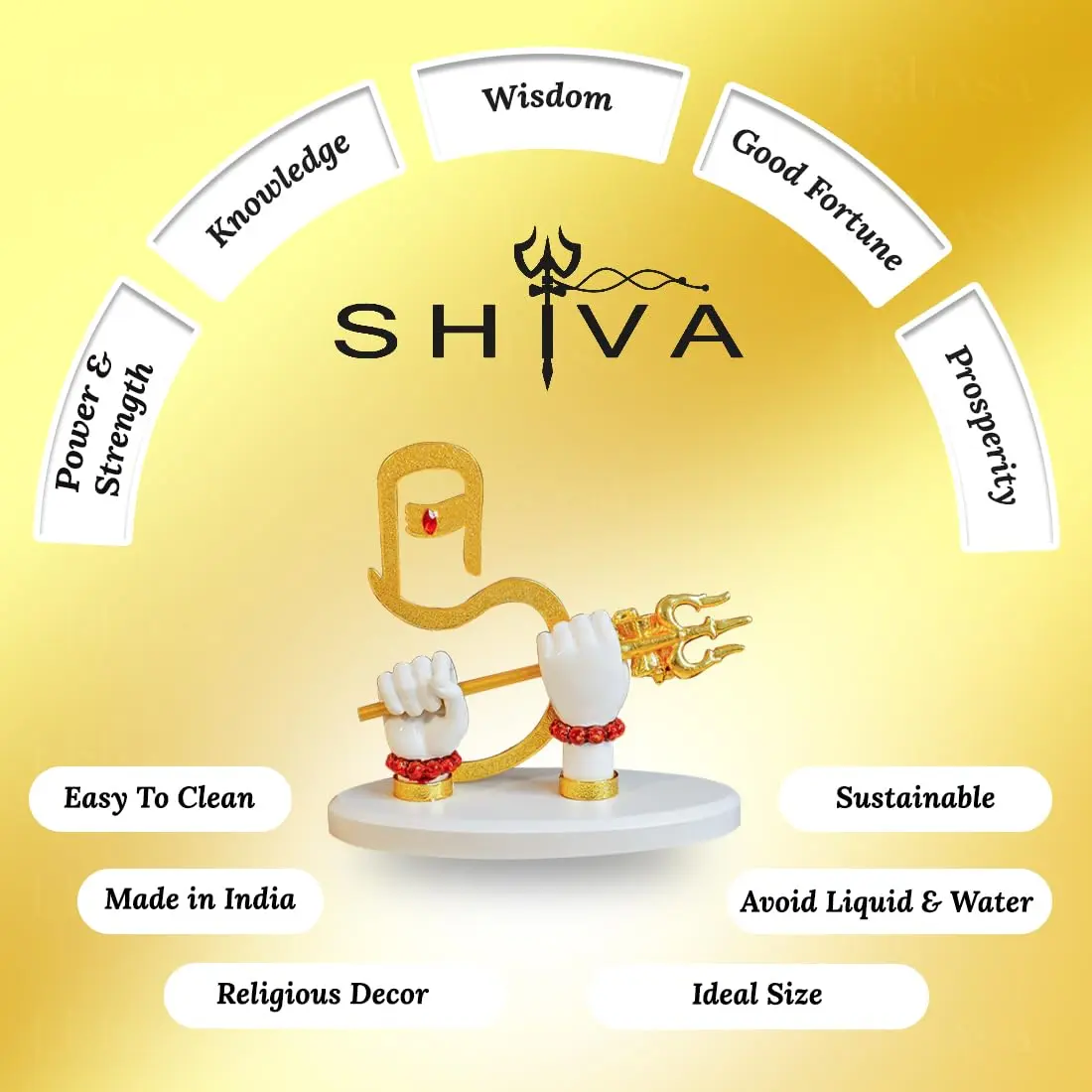 Ekhasa Resin Lord Shiva Hands with Trishul | Shiva Divine Hand Idol for Home & Car Decor - view 4