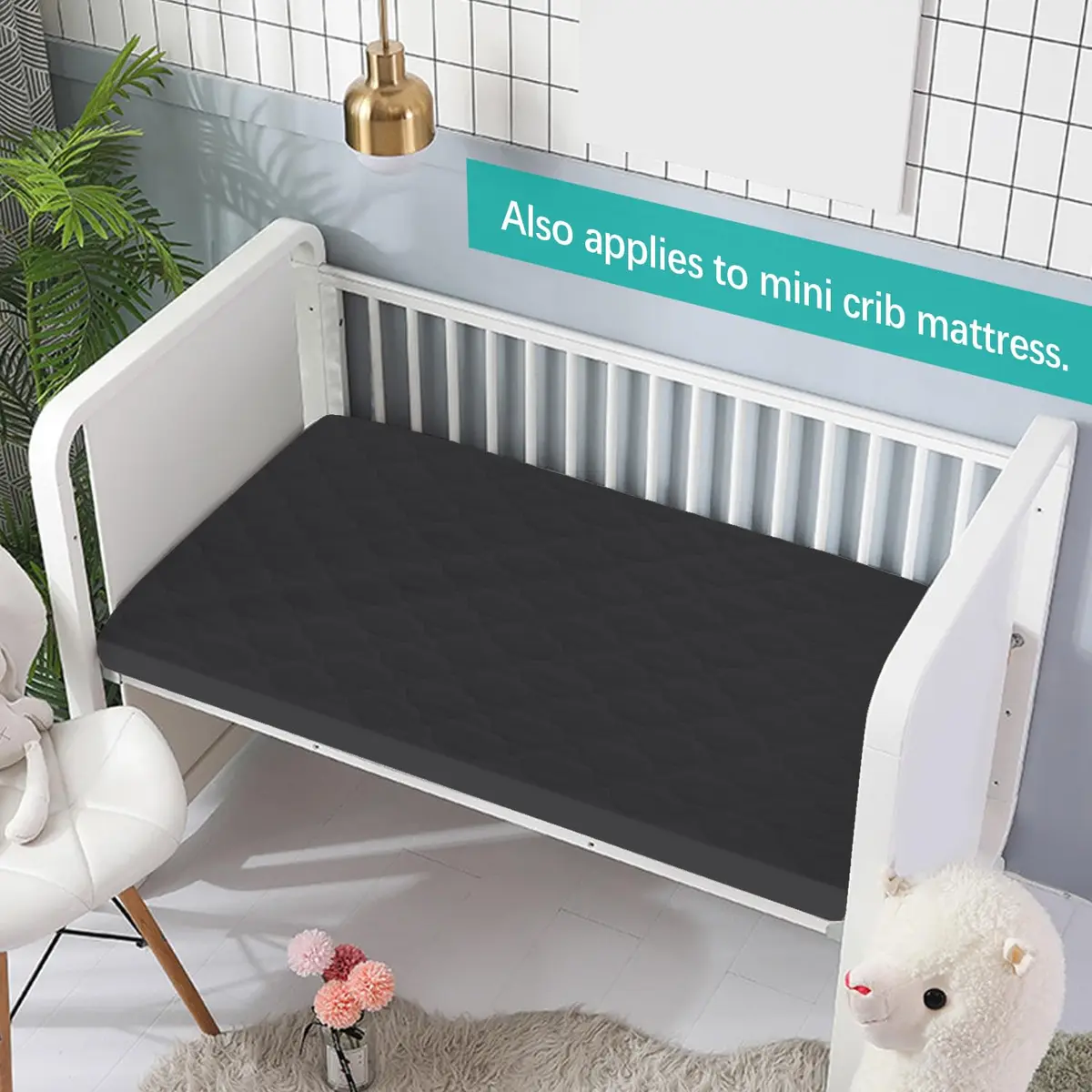 Biloban Pack and Play Mattress Protector Waterproof Playard Mattress Pad Cover Black 38" x 26" | Fitted Sheet Style for Graco & Dream On Me - view 4