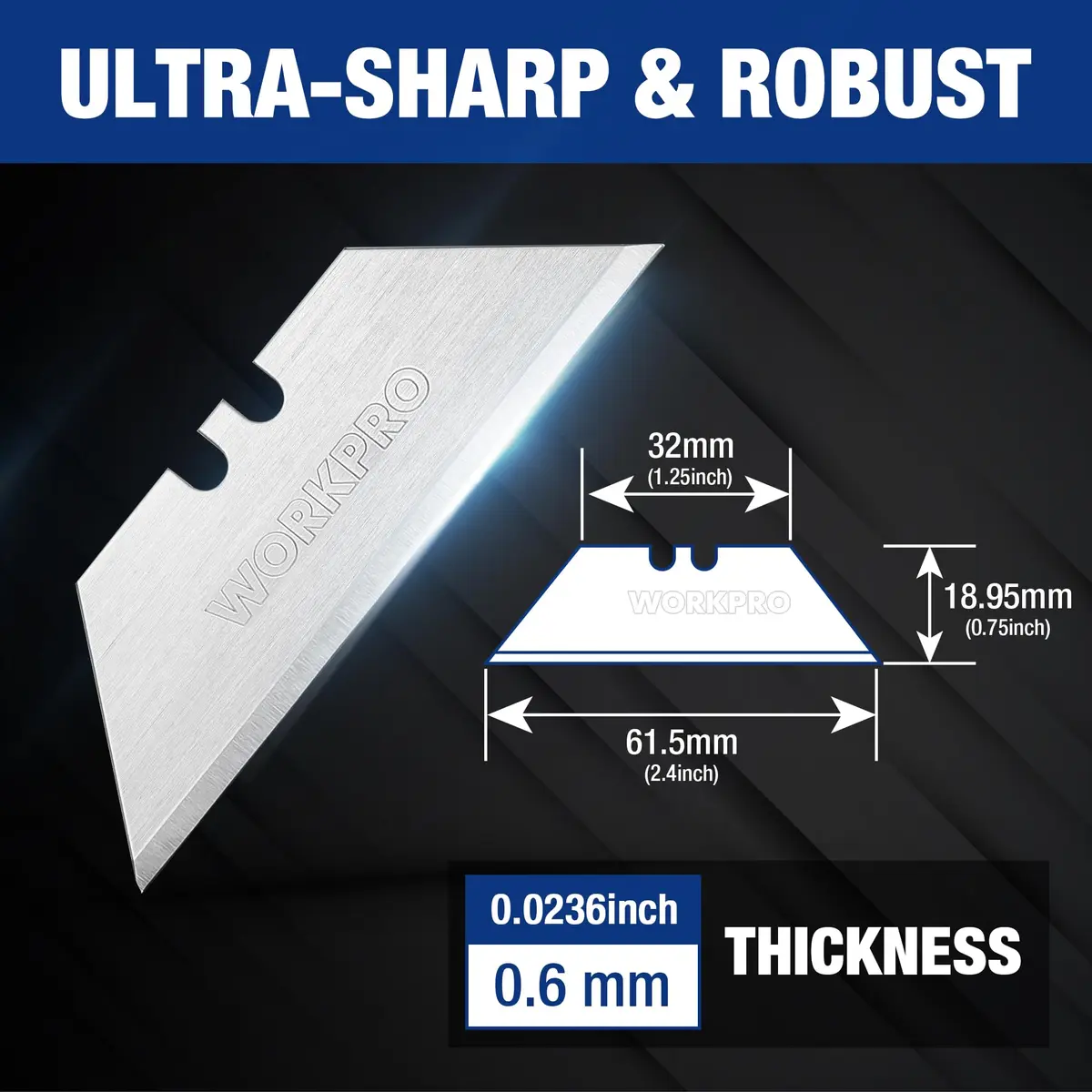WORKPRO Utility Knife Blades 200 Pack with Dispenser | SK5 Steel, Standard Size, Sharp & Durable - view 2