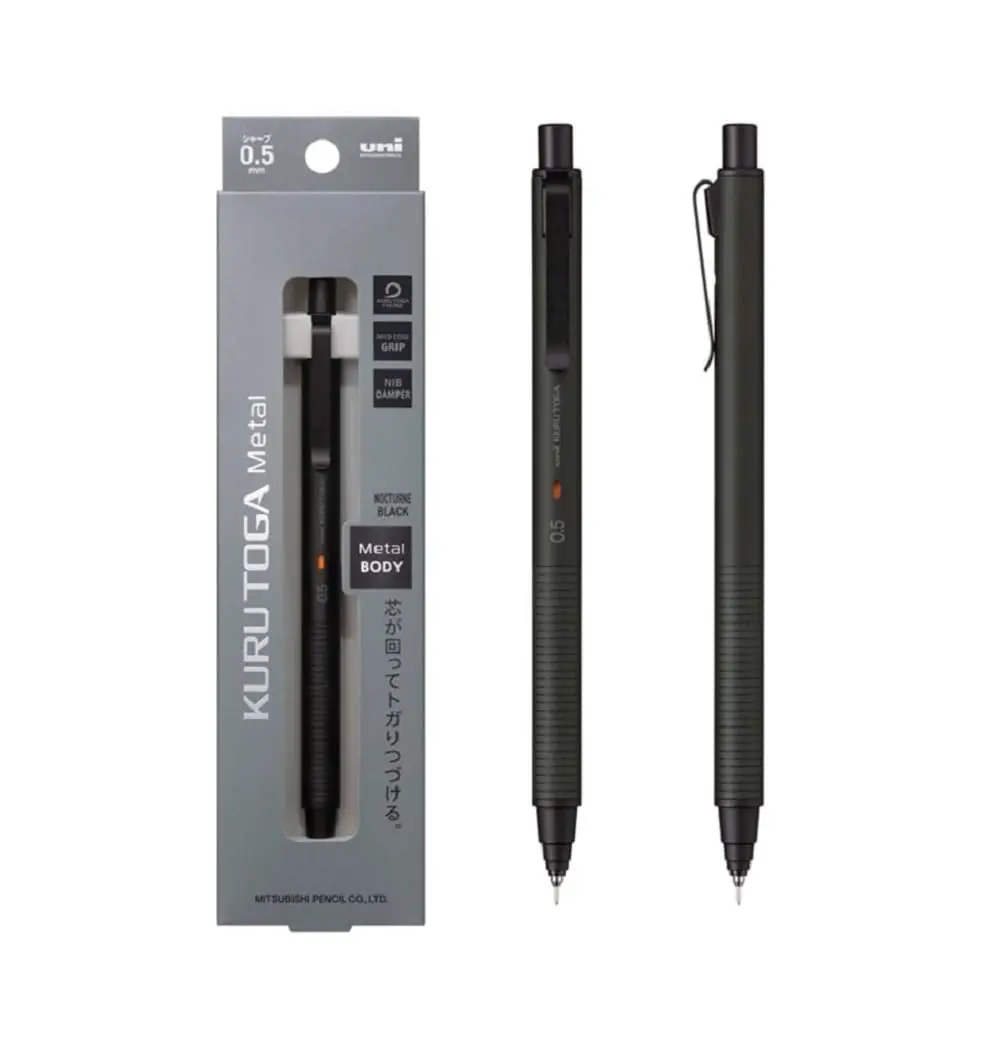 KURUTOGA Mitsubishi Pencil Mechanical Pencil 0.5mm Nocturne Black | Stable, Sharp Lead with Metal Body - view 2