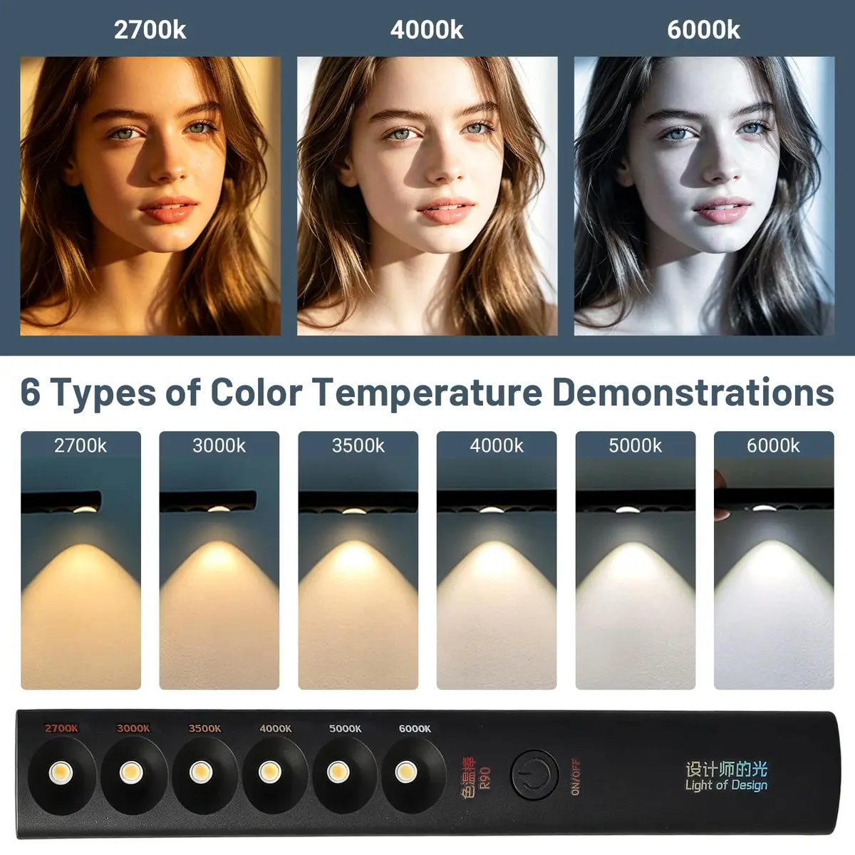 Yuecoom Portable Color Temperature Lamp Stick 2700K‑6000K 6 Modes | Photography Light Wand for Video Shooting - view 3