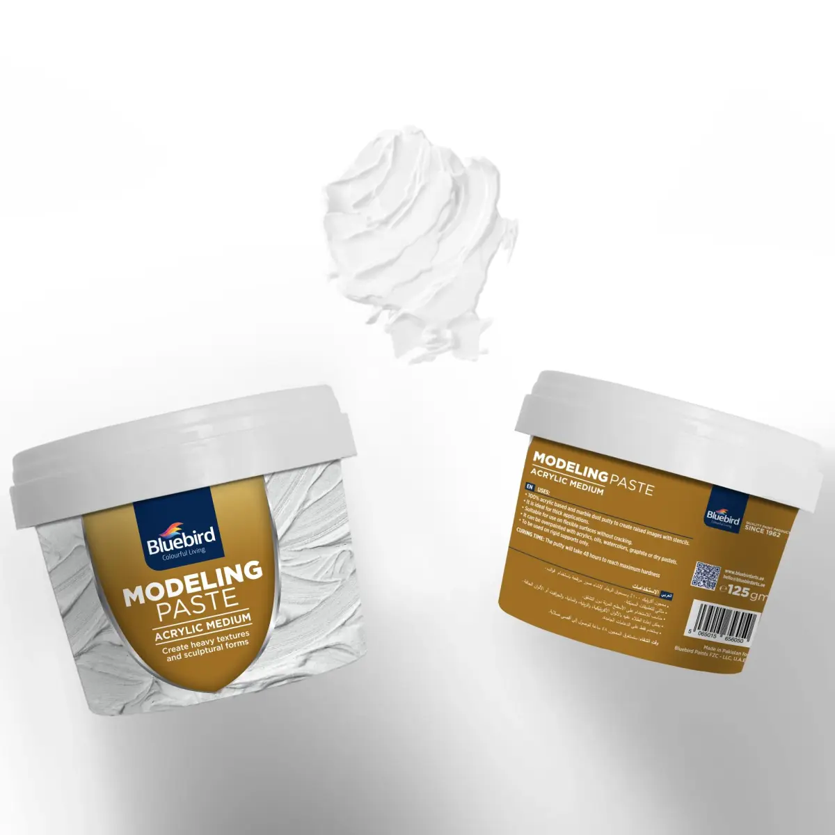 Bluebird Thick Modeling Paste White 150g (5.3 Oz) | High Density Acrylic Medium for Texture and Dimension - view 5