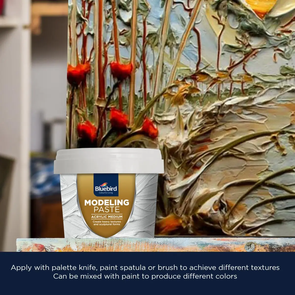 Bluebird Thick Modeling Paste White 150g (5.3 Oz) | High Density Acrylic Medium for Texture and Dimension - view 6