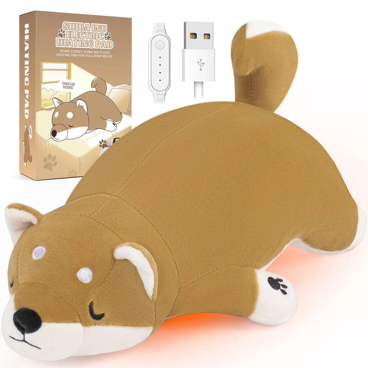Auspicious beginning Shiba Inu Plush Heating Pad | USB Powered for Period Cramps & Neck Shoulder Pain Relief - main product image