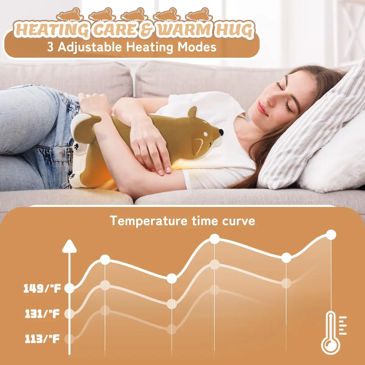 Auspicious beginning Shiba Inu Plush Heating Pad | USB Powered for Period Cramps & Neck Shoulder Pain Relief - view 5