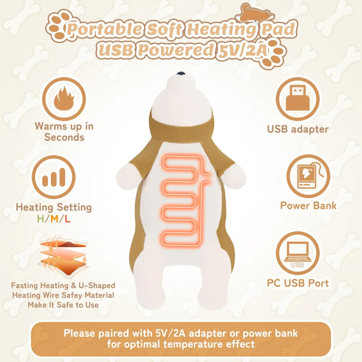 Auspicious beginning Shiba Inu Plush Heating Pad | USB Powered for Period Cramps & Neck Shoulder Pain Relief - view 6