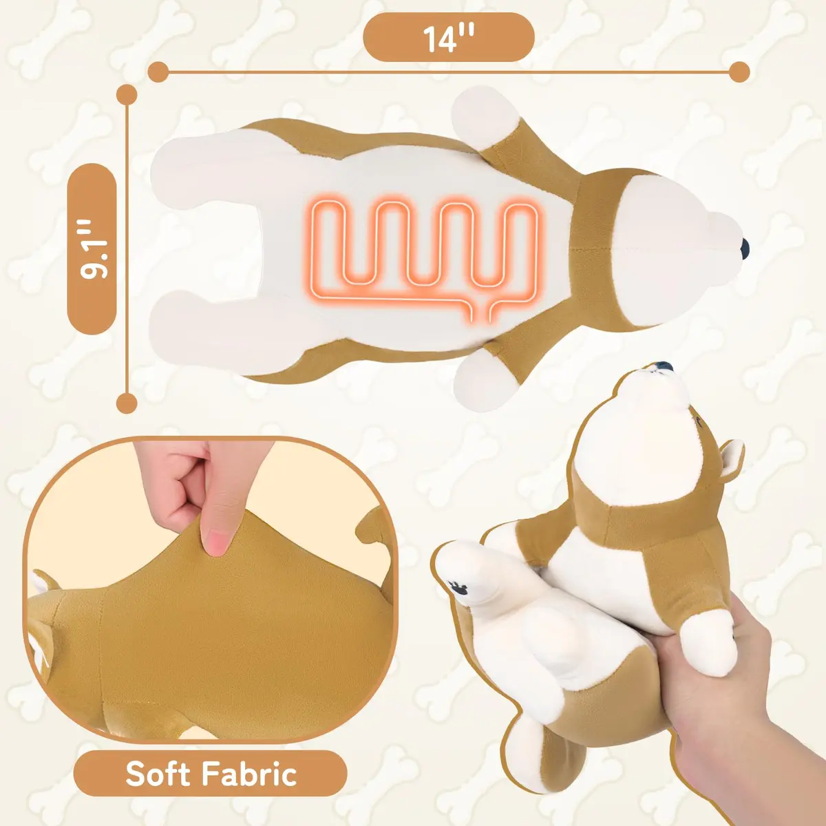 Auspicious beginning Shiba Inu Plush Heating Pad | USB Powered for Period Cramps & Neck Shoulder Pain Relief - view 8