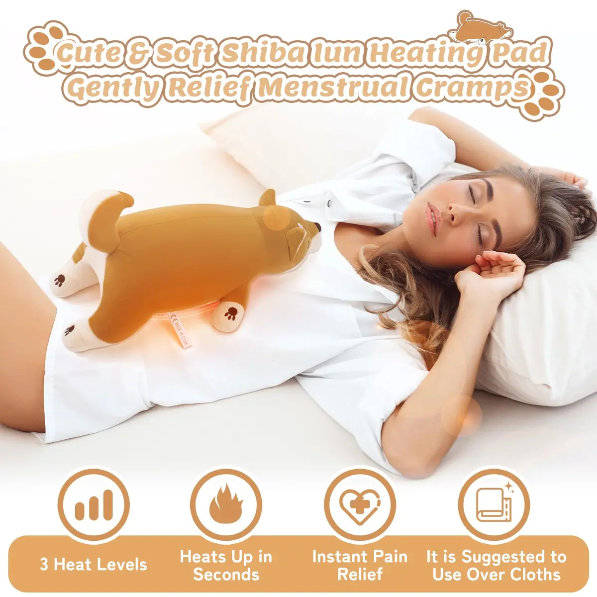 Auspicious beginning Shiba Inu Plush Heating Pad | USB Powered for Period Cramps & Neck Shoulder Pain Relief - view 2
