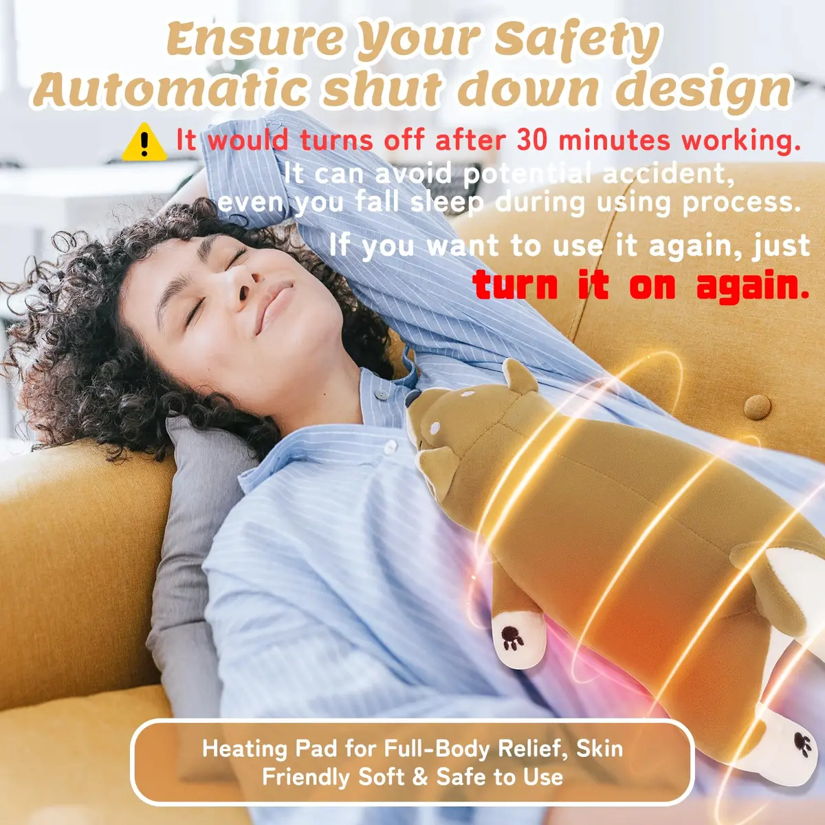 Auspicious beginning Shiba Inu Plush Heating Pad | USB Powered for Period Cramps & Neck Shoulder Pain Relief - view 3