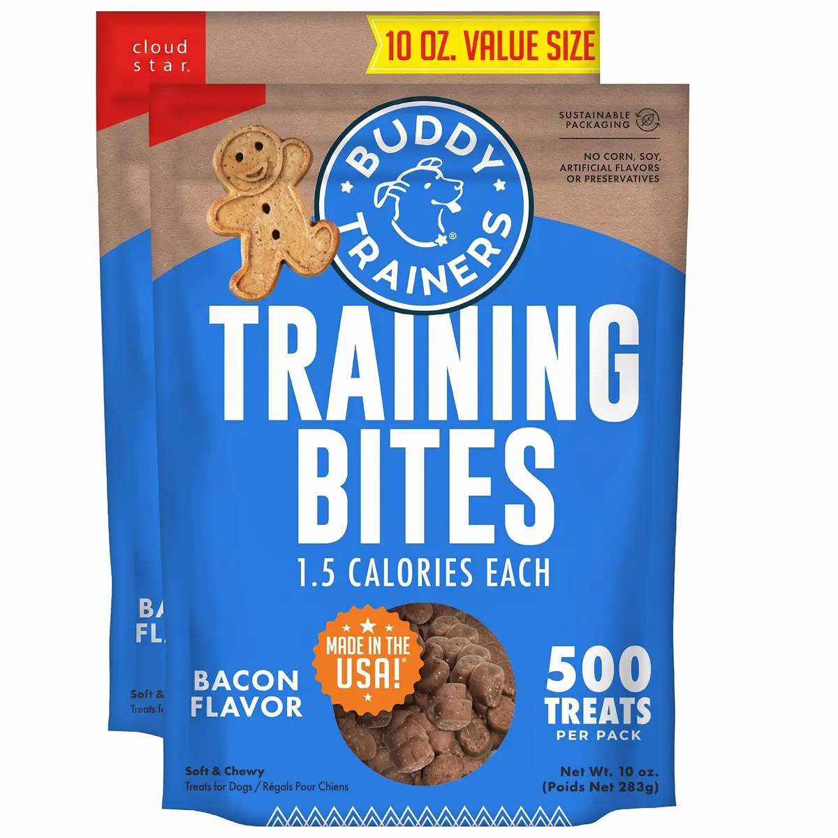 Buddy Biscuits Trainers Training Bites Soft & Chewy Dog Treats, Bacon, 10 oz. Pack of 2 | Low-Calorie, Natural Bacon Reward - main product image