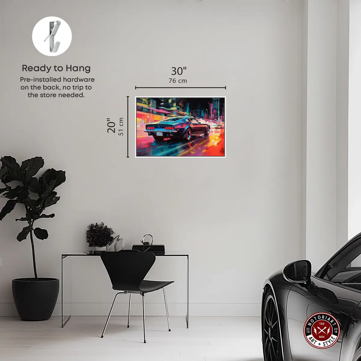 NotoriArt White Wall Art 31" x 21" | Modern Transportation Motif, Framed Canvas - view 4