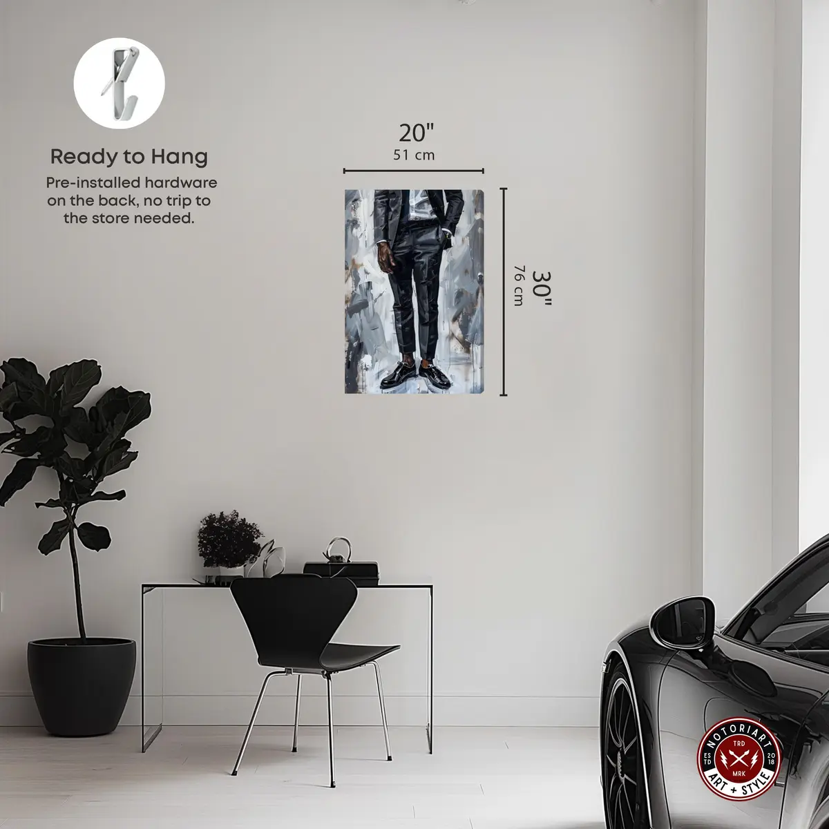 NotoriArt Man Of Style Gallery Wrapped Canvas Wall Art 20" x 30" | Modern Fashion Motif - view 5