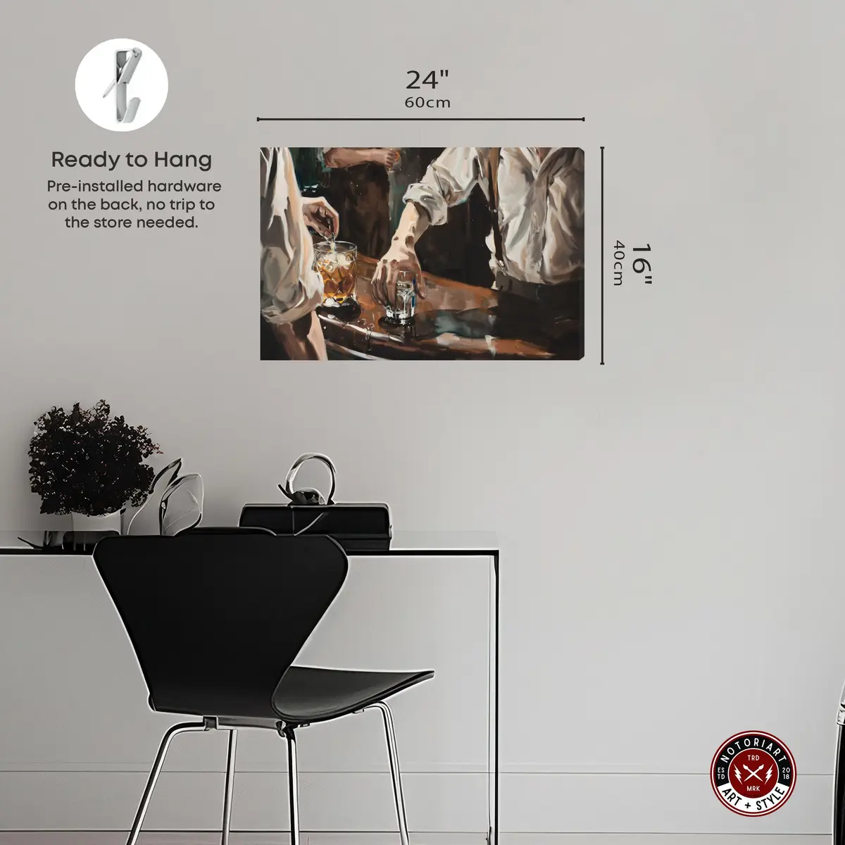 NotoriArt Together For Drinks Gallery Wrapped Canvas Art 16" x 24" | Contemporary Food & Beverages Wall Decor - view 4