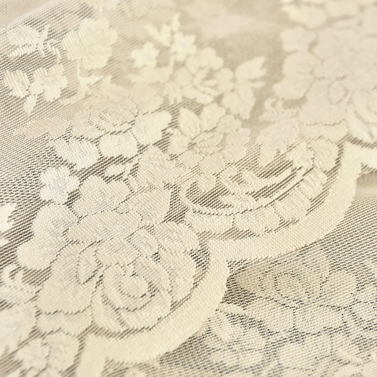 Kotile Beige Lace Valance Curtain for Kitchen Window 52 x 18 Inch | Vintage Floral Sheer Window Topper - view 8
