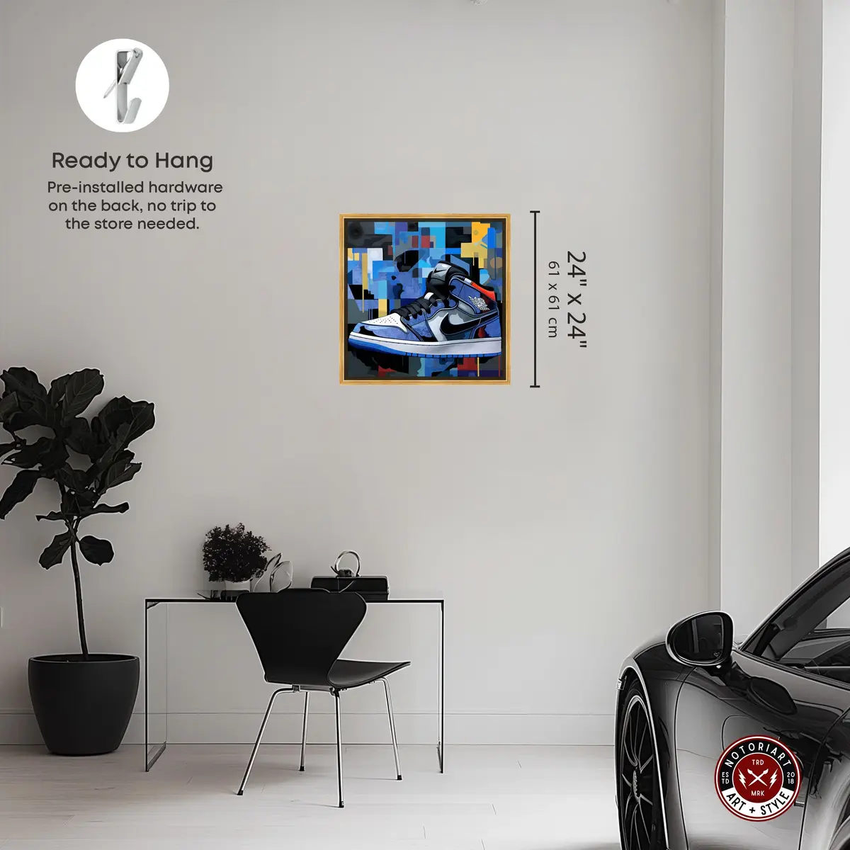 NotoriArt Gold Frame Wall Art 25.5" x 25.5" | Modern Canvas Artwork - view 4