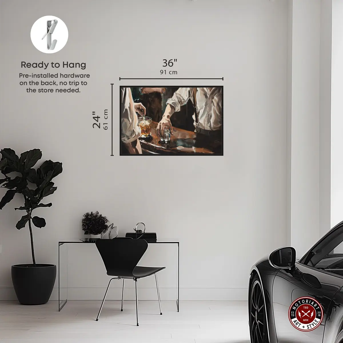 NotoriArt Together For Drinks Framed Wall Art 25" x 37" | Modern Food & Beverages Motif - view 4