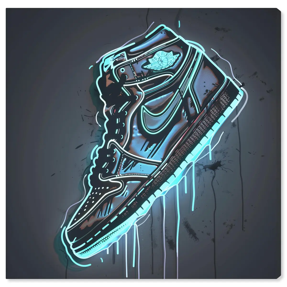 NotoriArt Blue Glow Sneaker Gallery Wrapped Canvas Wall Art 30" x 30" | Modern Fashion - main product image