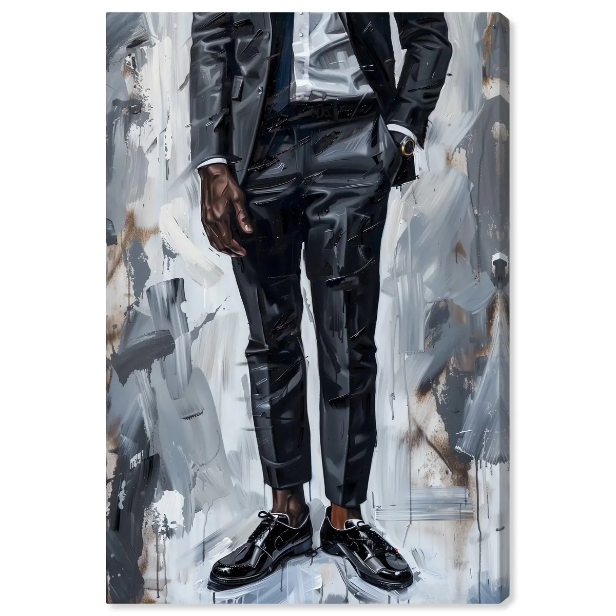 NotoriArt Man Of Style Gallery Wrapped Canvas Wall Art 54" x 36" | Modern Fashion Motif - main product image