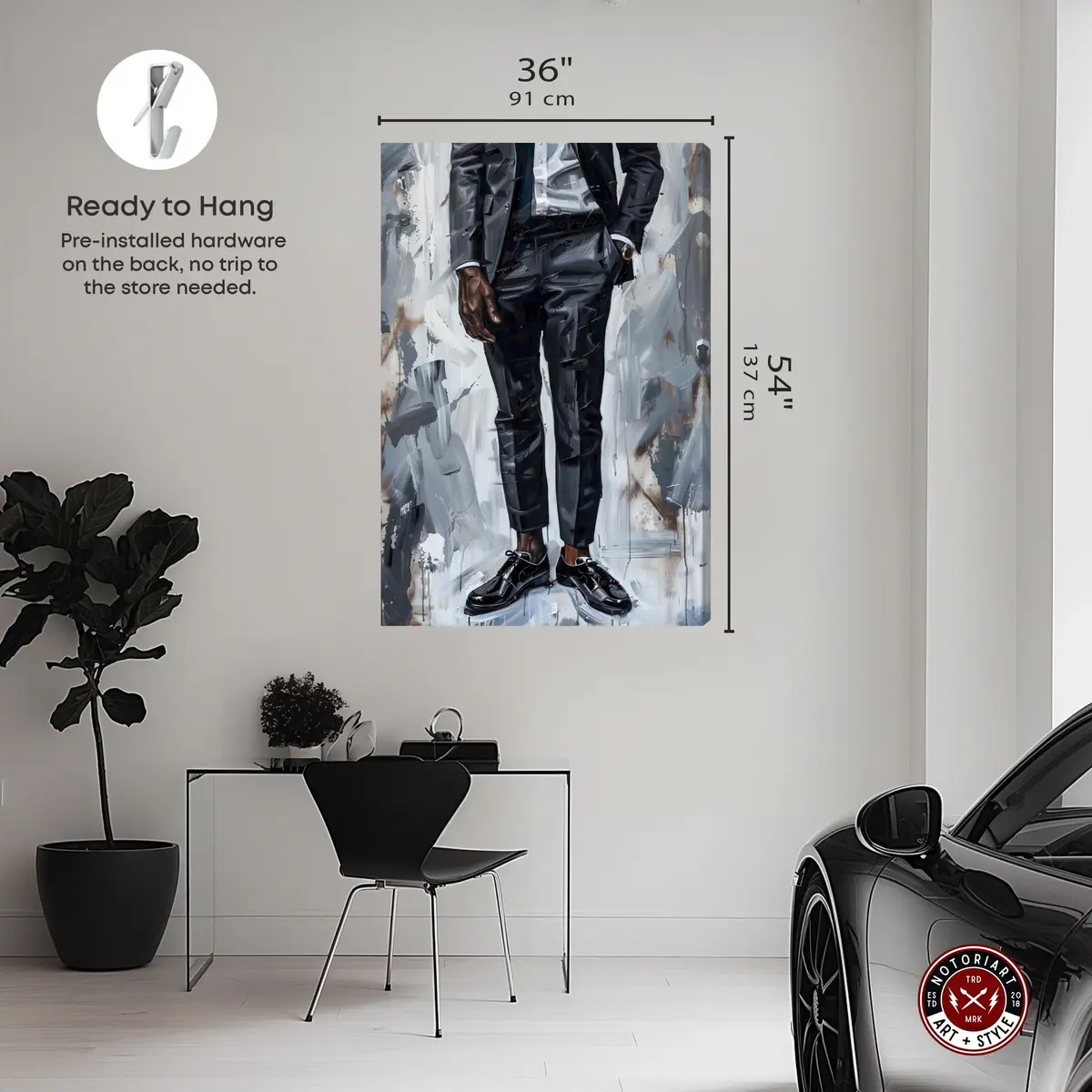 NotoriArt Man Of Style Gallery Wrapped Canvas Wall Art 54" x 36" | Modern Fashion Motif - view 5