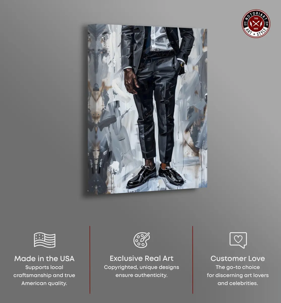 NotoriArt Man Of Style Gallery Wrapped Canvas Wall Art 54" x 36" | Modern Fashion Motif - view 2