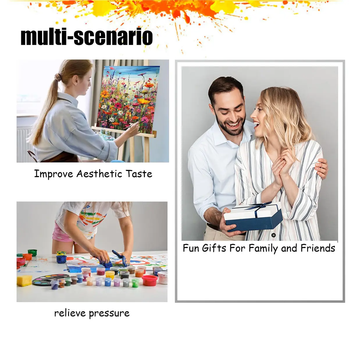 HITIRECOVI Wild Flowers Paint by Numbers Kits for Adults 40x50cm (16x20in) | HD Pre-Printed Canvas & Acrylic Paints - view 7