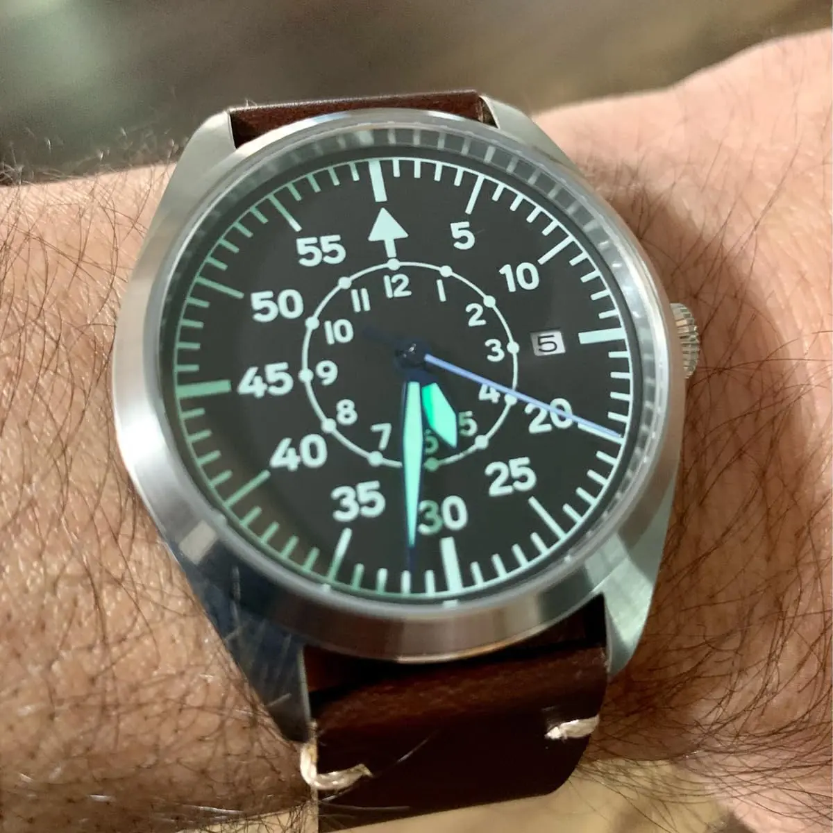 Boyarca Pilot Watch Men's Aviator Automatic Mechanical Watch 40mm (Brown B) | Japan MIYOTA 8215 Movement - view 7