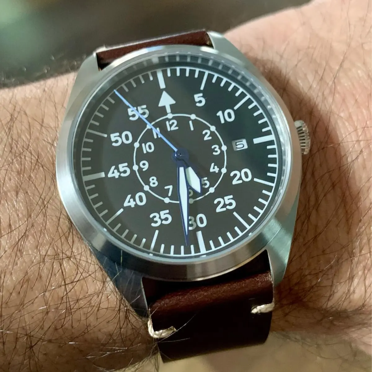 Boyarca Pilot Watch Men's Aviator Automatic Mechanical Watch 40mm (Brown B) | Japan MIYOTA 8215 Movement - view 8