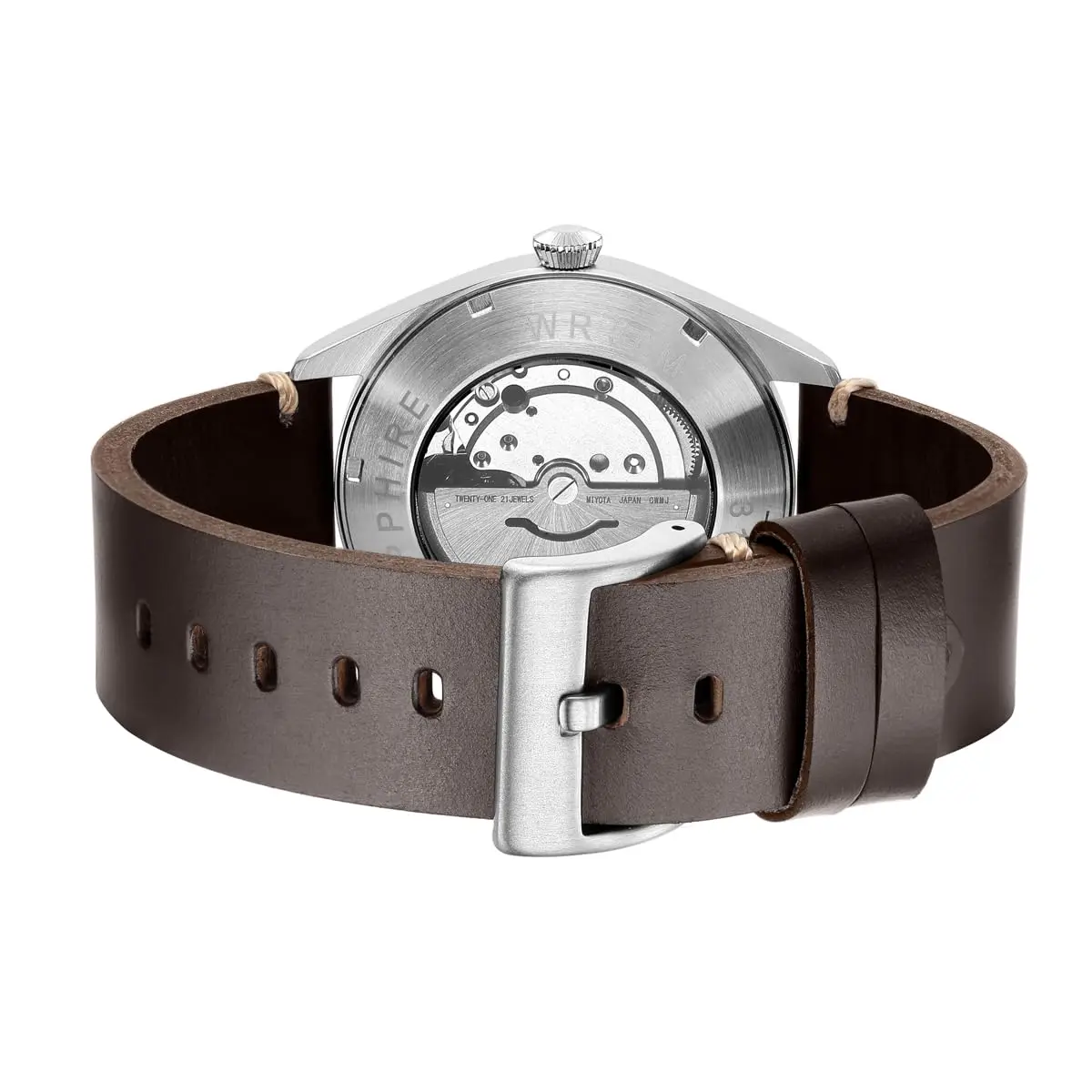 Boyarca Pilot Watch Men's Aviator Automatic Mechanical Watch 40mm (Brown B) | Japan MIYOTA 8215 Movement - view 3