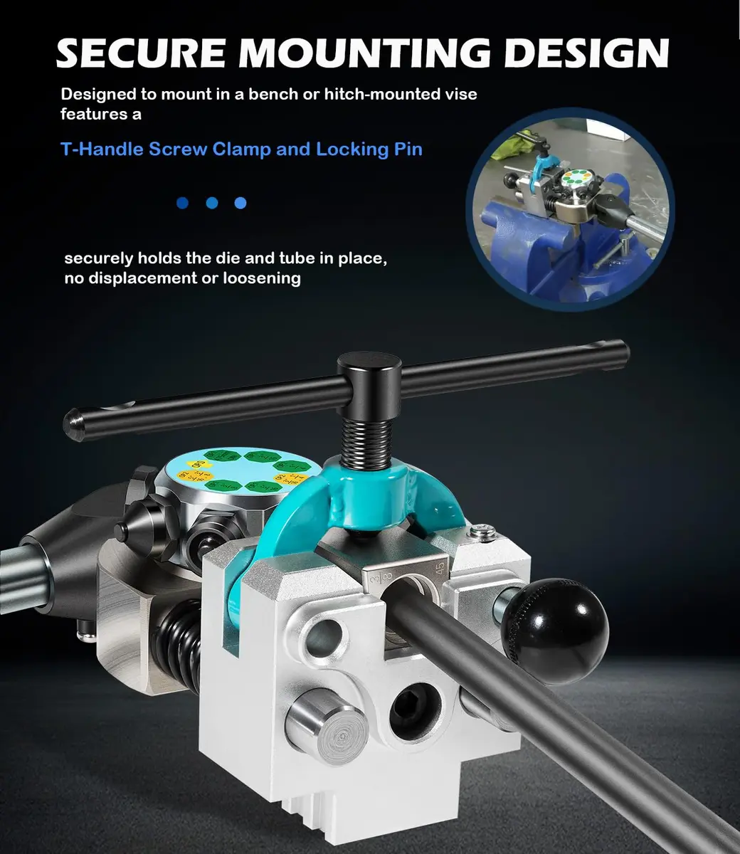 Yoursme Vise-Mounted Brake Line Flaring Tool for Single, Double & Bubble Flares (3/16" to 3/8" Tubing) - view 6