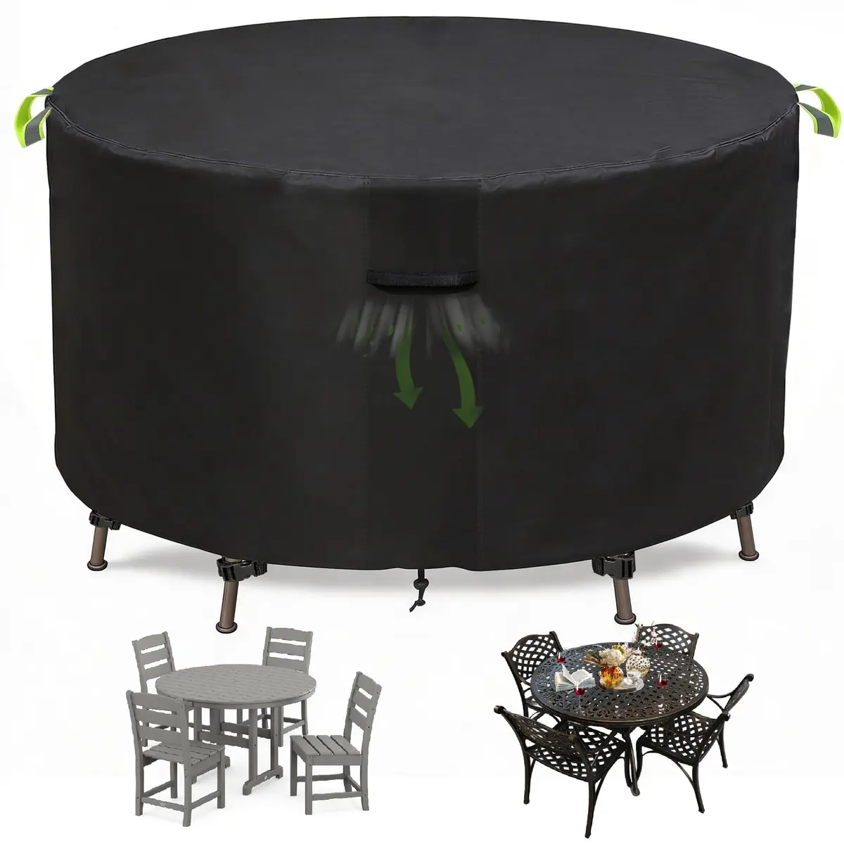 TIFILE Round Patio Furniture Cover 64" Dia x 27.5"H (163cm Dia x 70cm H) | Waterproof Outdoor Table Cover for Indian Monsoons - main product image