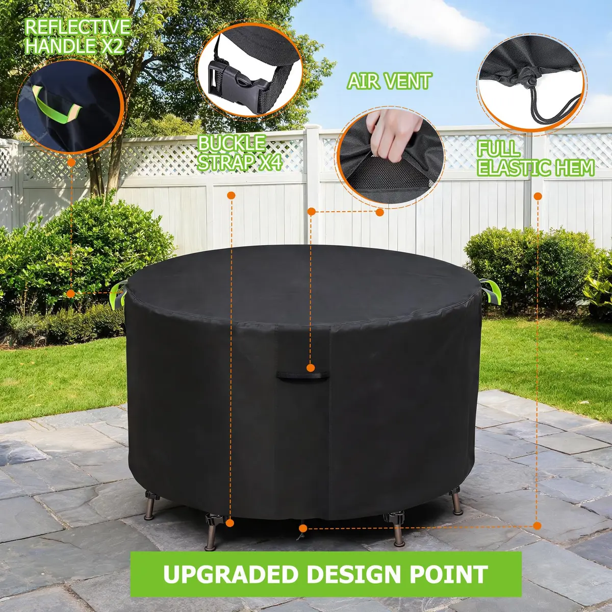 TIFILE Round Patio Furniture Cover 64" Dia x 27.5"H (163cm Dia x 70cm H) | Waterproof Outdoor Table Cover for Indian Monsoons - view 4