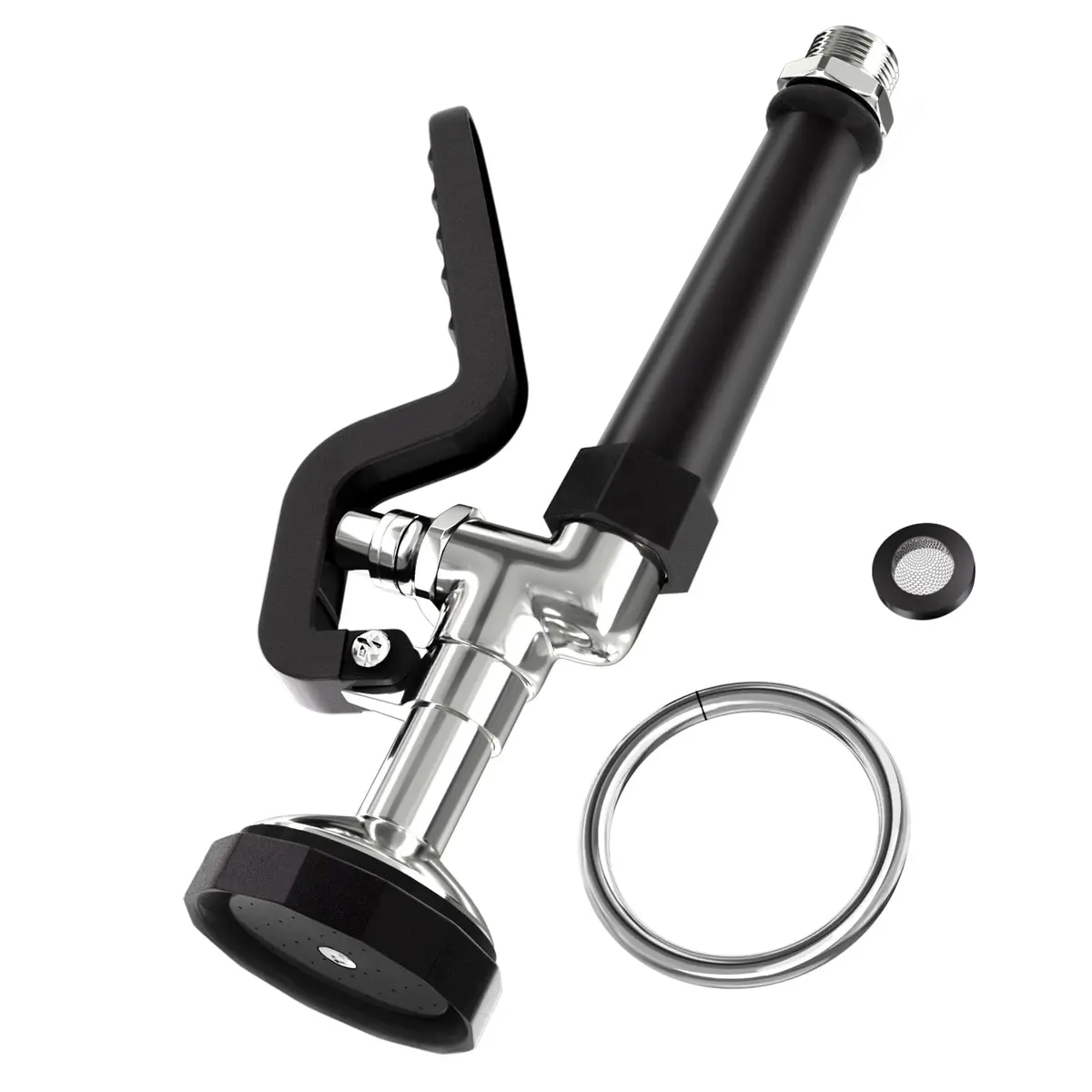 BESTJEEF Commercial Kitchen Faucet Sprayer Head Replacement - High Pressure 1.42 GPM Pull-Down Nozzle | Black Square Sprayer - main product image