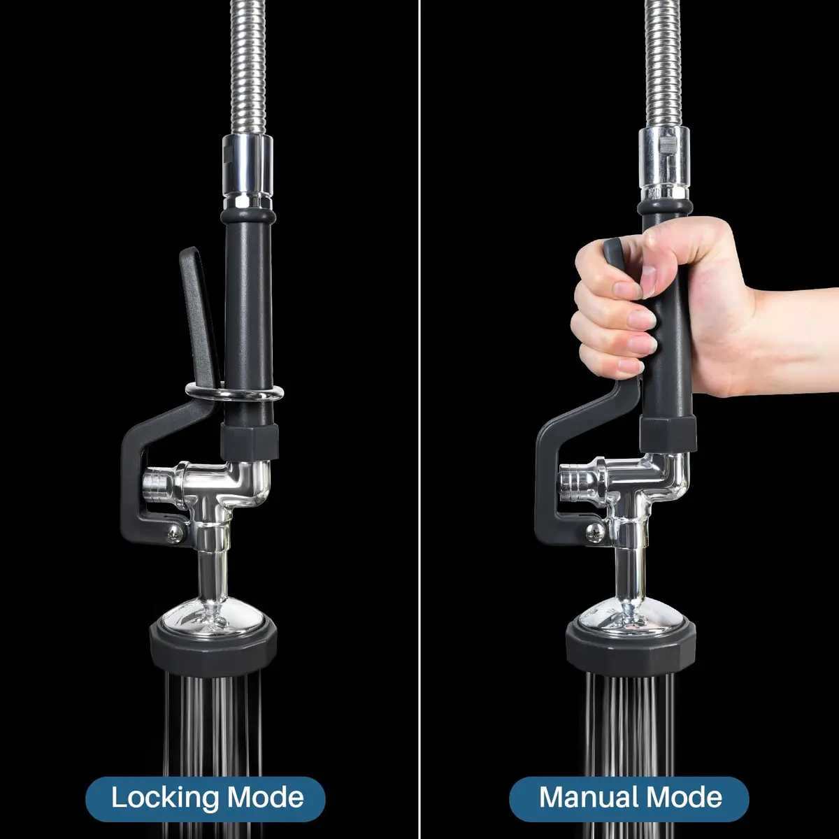 BESTJEEF Commercial Kitchen Faucet Sprayer Head Replacement - High Pressure 1.42 GPM Pull-Down Nozzle | Black Square Sprayer - view 3