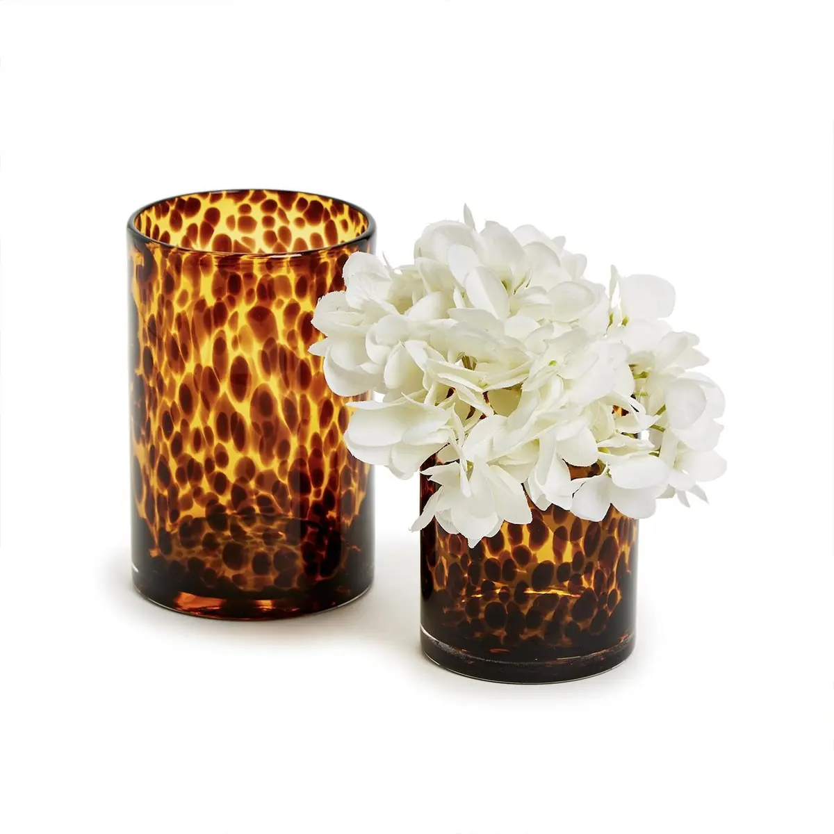 Two's Company Set of 2 Tortoise Candleholder Vase 10cm (4") & 13cm (5") | Decorative Glass Accent - main product image