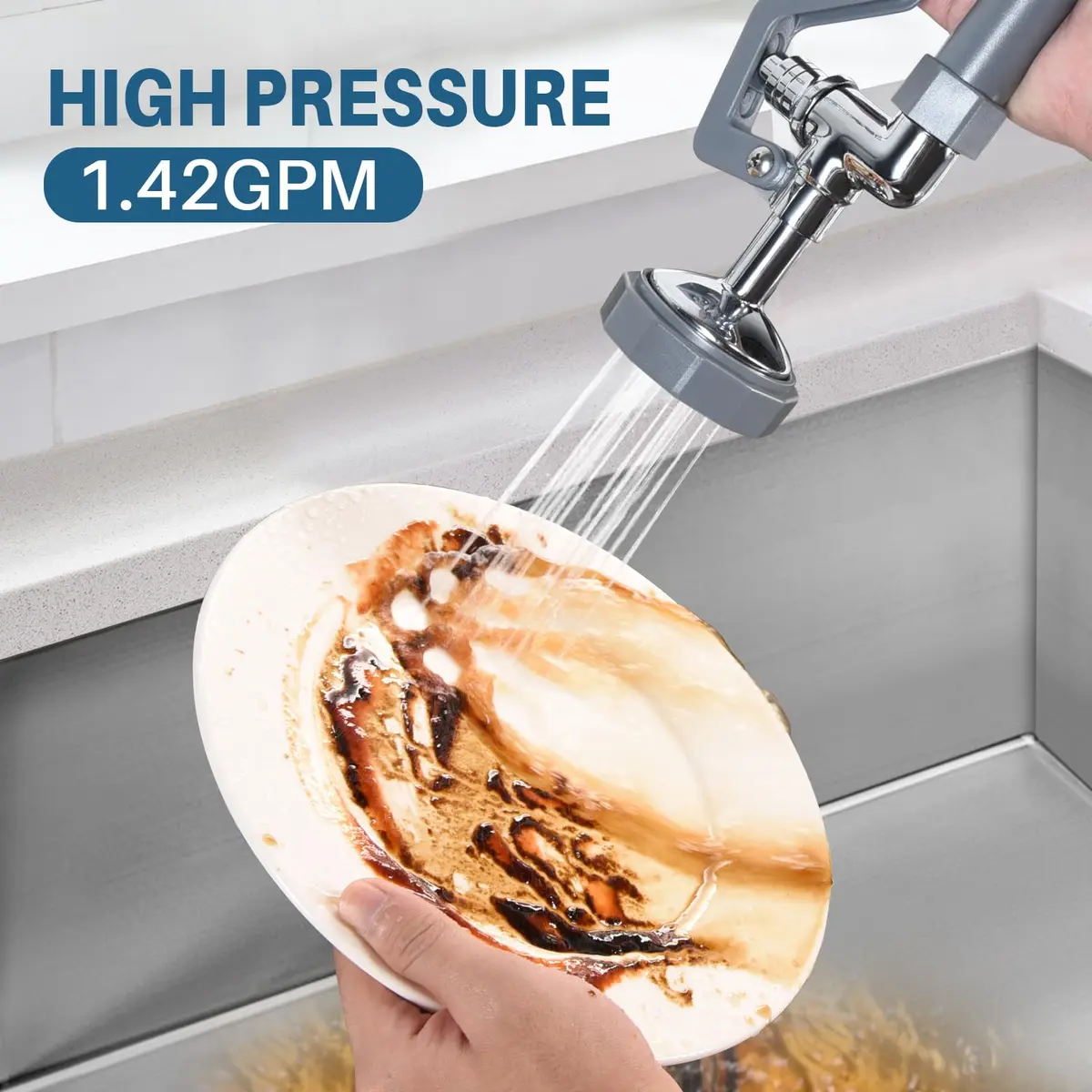 BESTJEEF Pre Rinse Spray Valve for Dishwash | Commercial High Pressure Kitchen Sprayer (70-120 chars) - view 4
