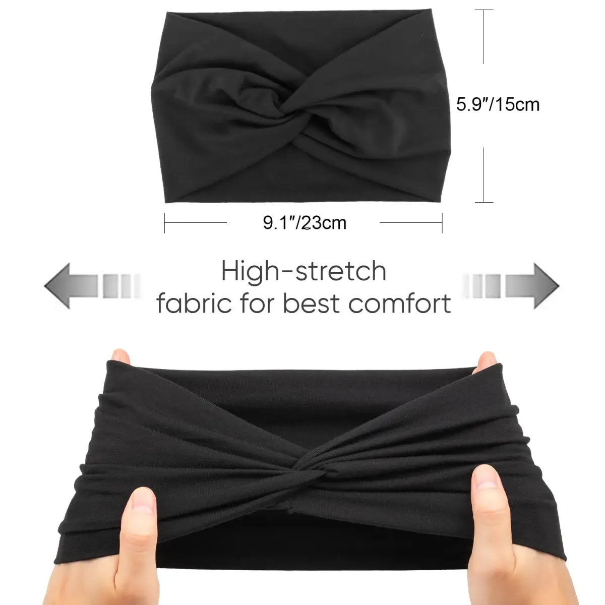 AQOKKA Extra Wide Turban Headbands for Women | 18cm Width (7.1") - view 2