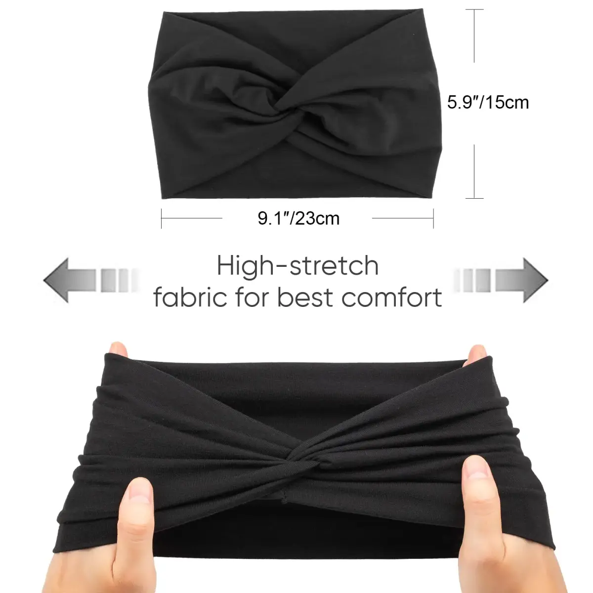 AQOKKA Extra Wide Headbands for Women Large Turban Headband 23cm (9.1") | Non-Slip Boho Elastic Hairband with Twisted Knot - view 2