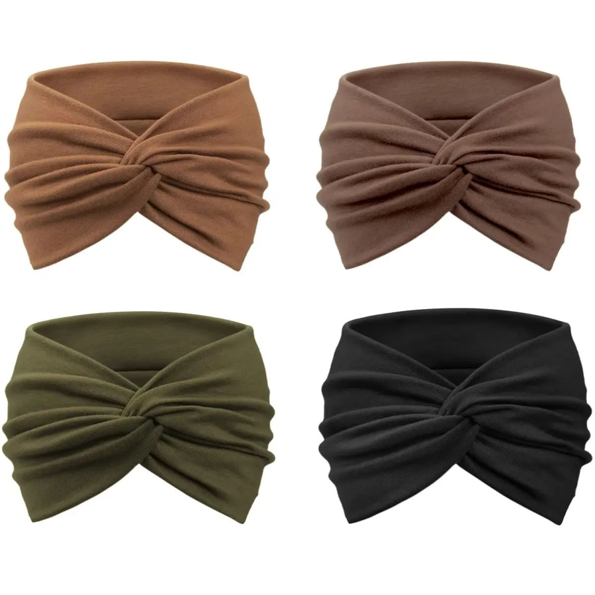 AQOKKA Extra Wide Headbands for Women Large Turban Headband 23cm (9.1") | Non-Slip Boho Elastic Hairband with Twisted Knot - view 3