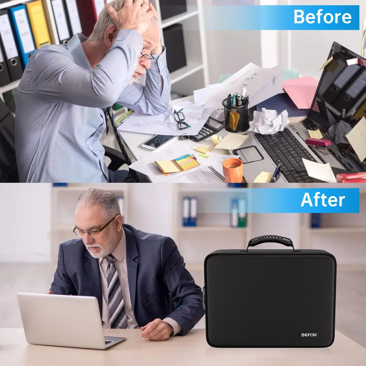 ENGPOW Fireproof Document Box with Lock, 42.29 cm x 32.21 cm x 6.40 cm | UL94-V0/5VA Certified Fire & Water Resistant Soft Case - view 8