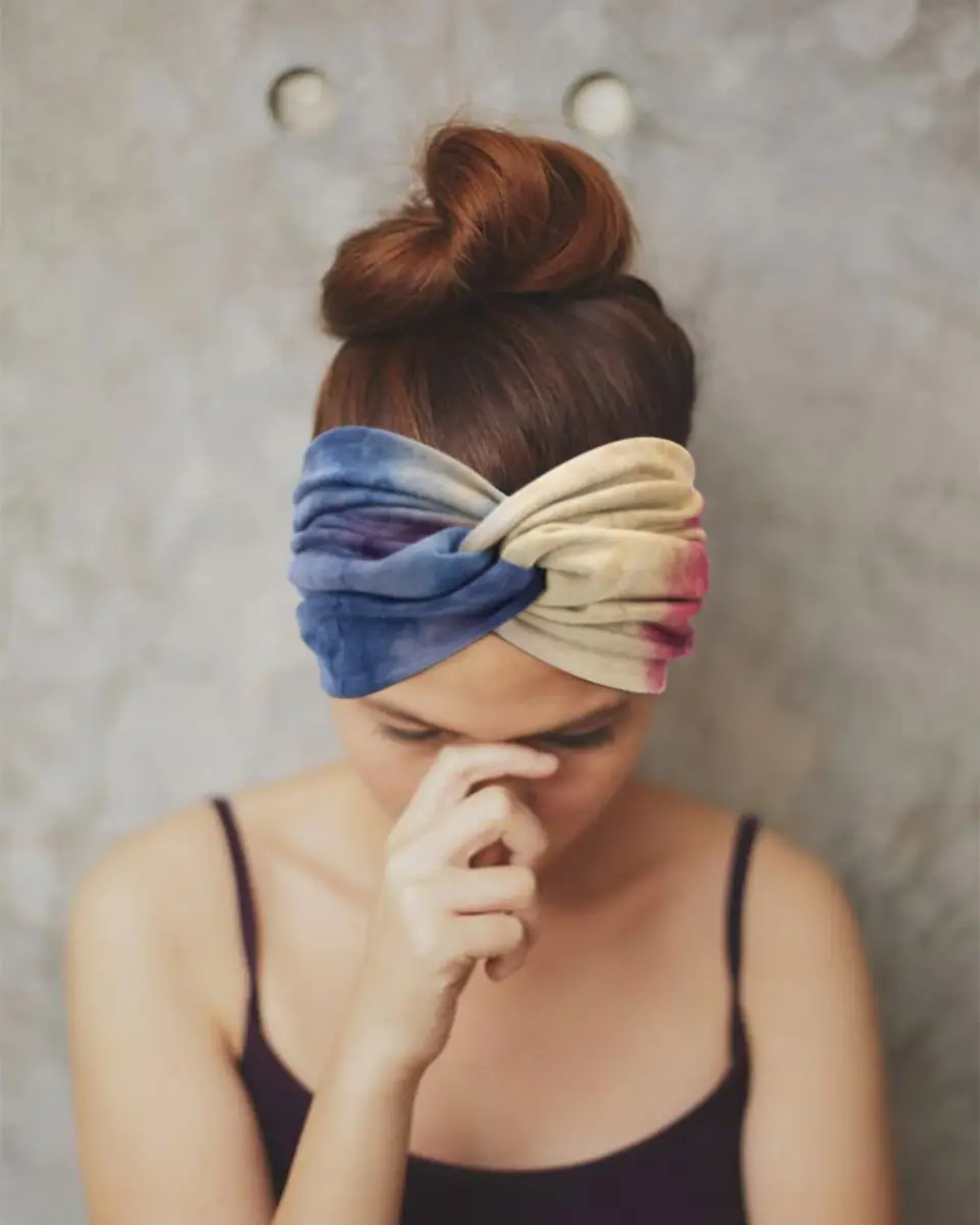 AQOKKA Extra Wide Headbands for Women Large Turban Headband Non Slip Boho Elastic Hairband Hair Twisted Knot Head Bands Accessories (4 Count, Set B) - view 6