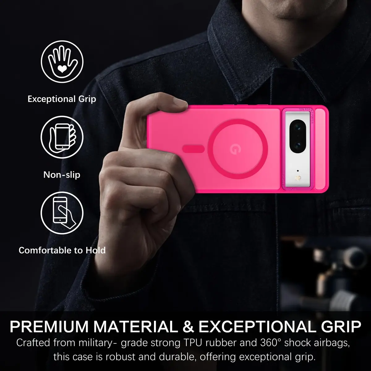 BENTOBEN Hot Pink Translucent Matte Case for Google Pixel 7 6.4" | Magsafe Compatible Slim Shockproof - view 6