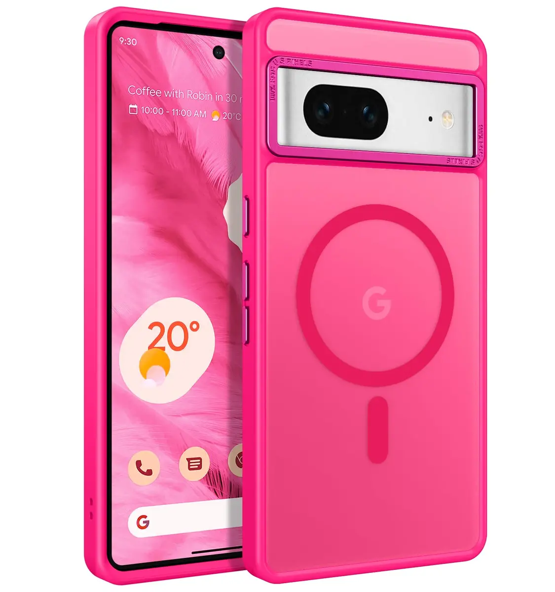 BENTOBEN Hot Pink Translucent Matte Case for Google Pixel 7 6.4" | Magsafe Compatible Slim Shockproof - main product image