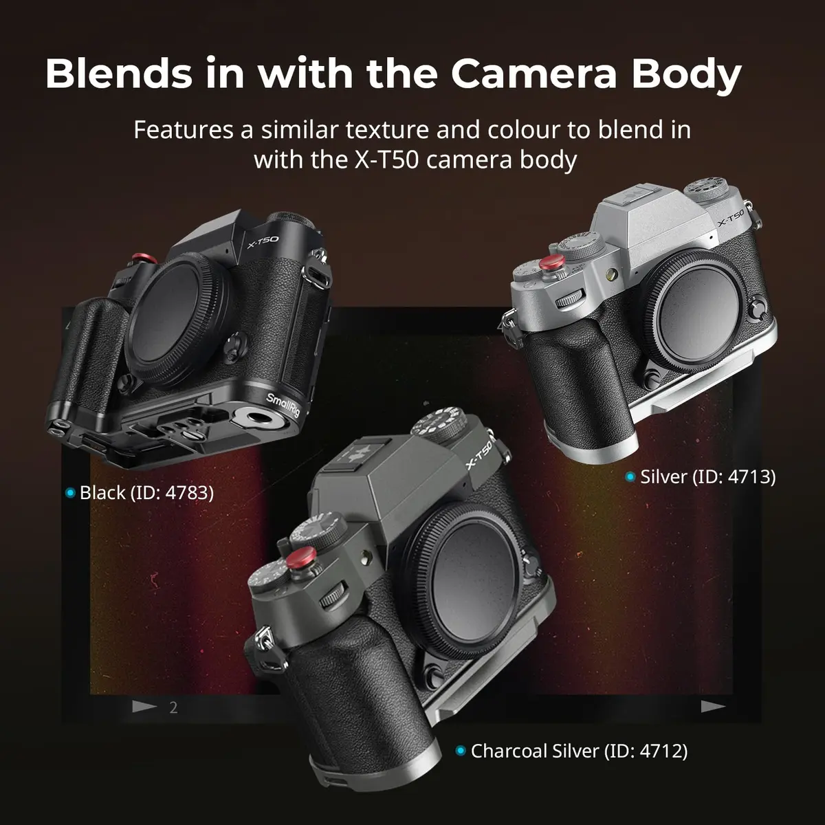 SMALLRIG X-T50 Handgrip Silicone L-Shape Handle for FUJIFILM X-T50 Camera | Arca Quick Release & Shutter Button - view 5