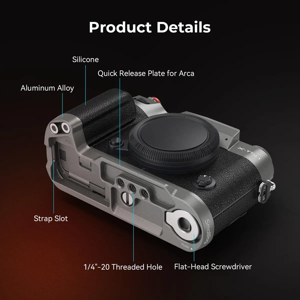 SMALLRIG X-T50 Handgrip Silicone L-Shape Handle for FUJIFILM X-T50 Camera | Arca Quick Release & Shutter Button - view 8