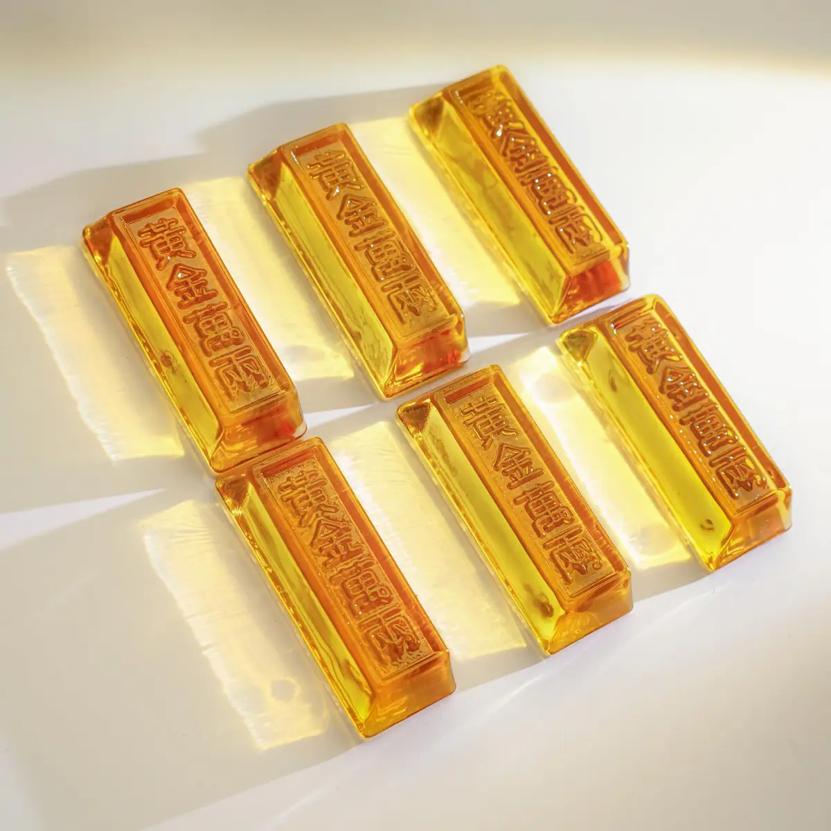 YU FENG 6 Pack Crystal Glass Golden Bar Figurines 6.35cm (2.5 Inch) | Feng Shui Wealth Decor - view 6