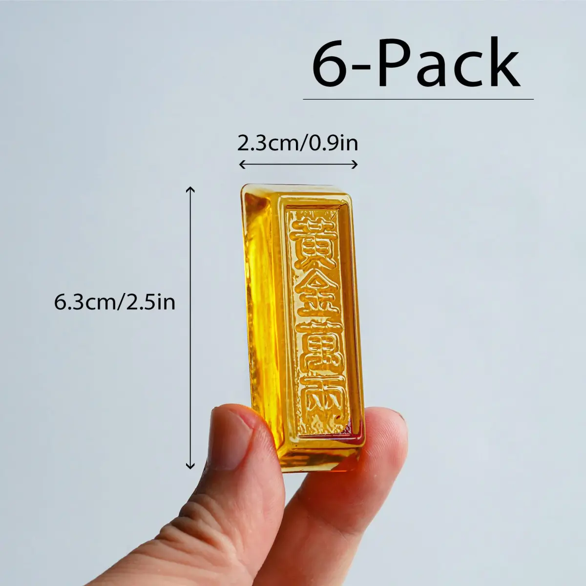 YU FENG 6 Pack Crystal Glass Golden Bar Figurines 6.35cm (2.5 Inch) | Feng Shui Wealth Decor - view 2