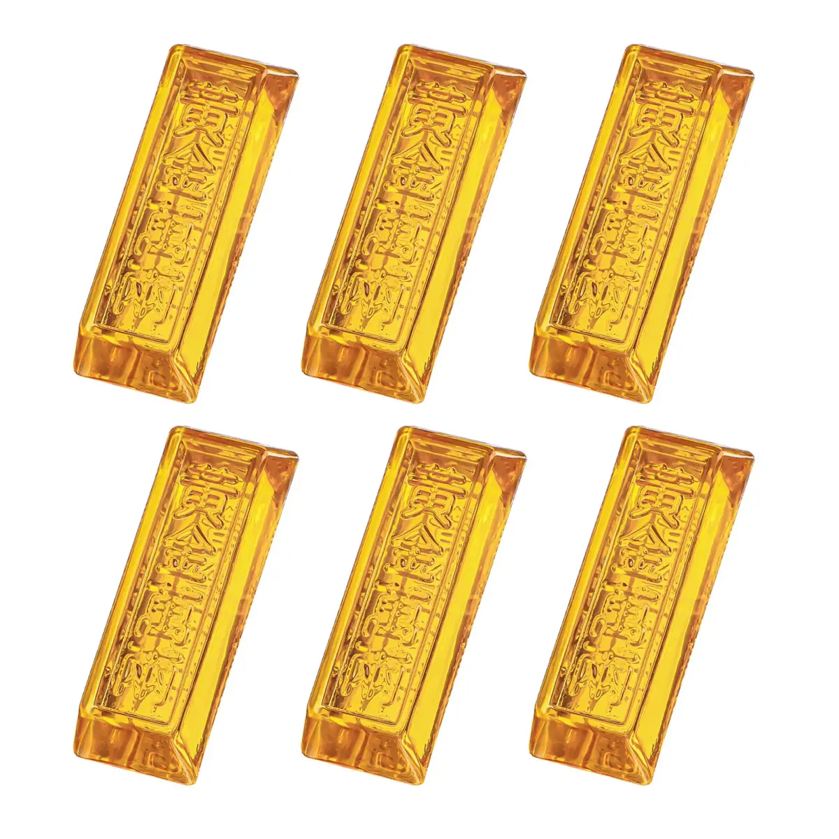 YU FENG 6 Pack Crystal Glass Golden Bar Figurines 6.35cm (2.5 Inch) | Feng Shui Wealth Decor - view 3