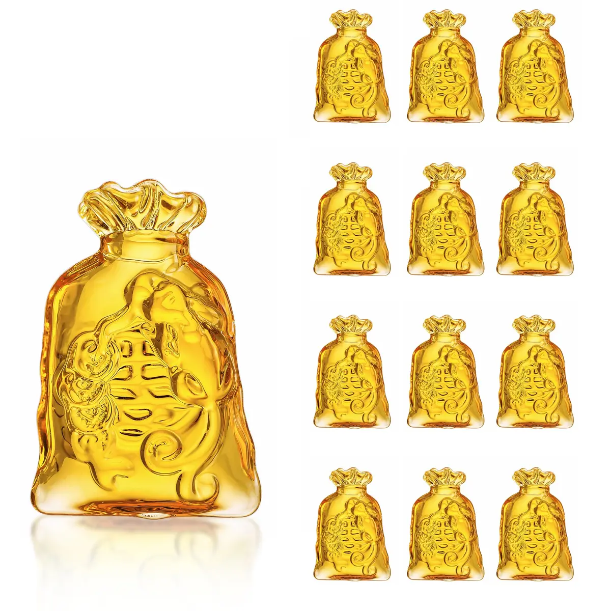 YU FENG Crystal Wealth Figurines 13 Pack | 70mm & 30mm Money Bag Decor - main product image