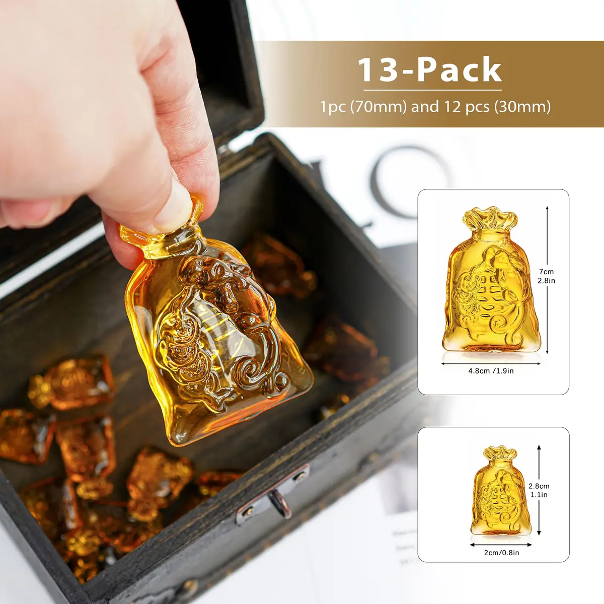 YU FENG Crystal Wealth Figurines 13 Pack | 70mm & 30mm Money Bag Decor - view 2
